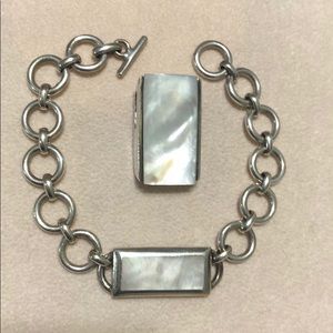 925 Silver Mother of Pearl Pendant and Bracelet
